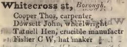 Whitecross street, Borough 1842 Robsons street directory