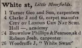 White street, Little Moorfields 1842 Robsons street directory