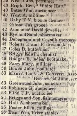 39 - 56 Wigmore street, Cavendish square 1842 Robsons street directory