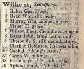 Wilke street, Spitalfields 1842 Robsons street directory