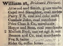 William street, Bridewell precint 1842 Robsons street directory