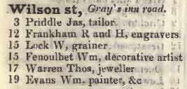 Wilson street, Grays inn road 1842 Robsons street directory