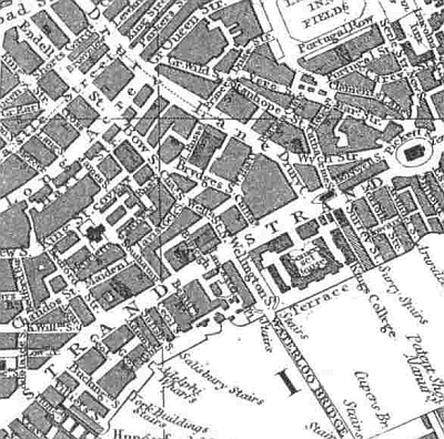 Wych street, Strand in the 1852 Watkins map